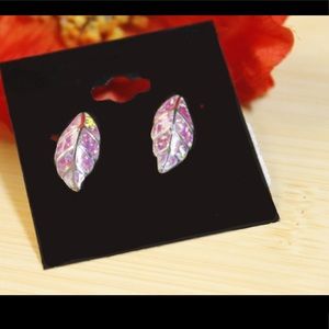 GORGEOUS Purple FIRE OPAL LEAVES EARRINGS